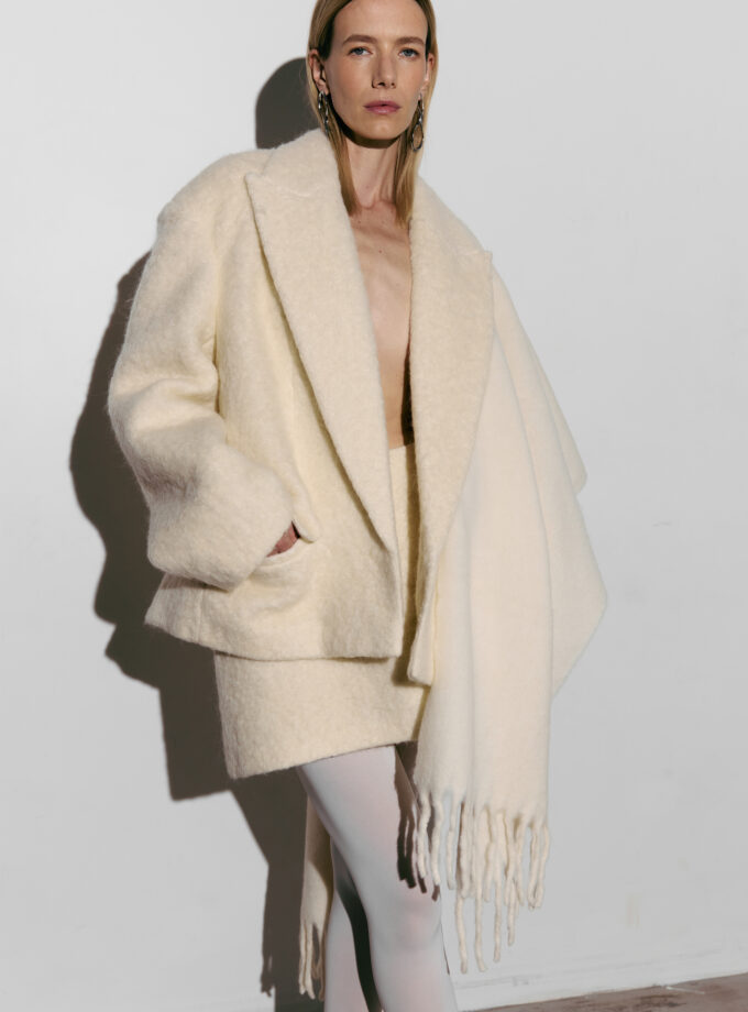 Пальто-жакет Bazhane оверсайз альпака молочний