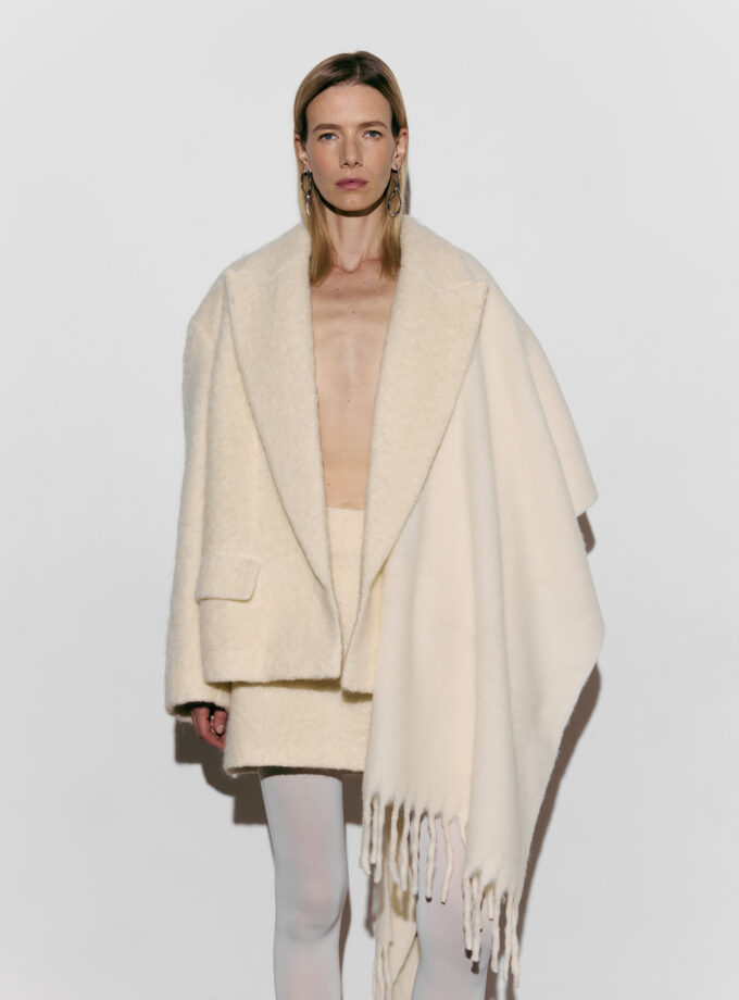 Пальто-жакет Bazhane оверсайз альпака молочний