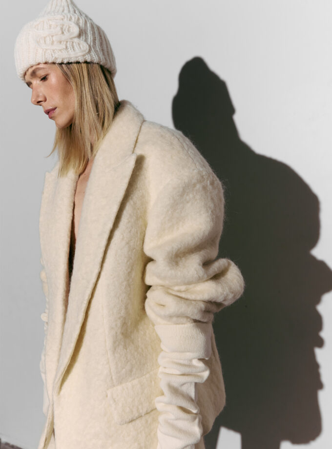 Пальто-жакет Bazhane оверсайз альпака молочний