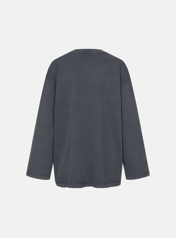 Лонгслів Bazhane оверсайз вінтаж з принтом "Янгол" графіт