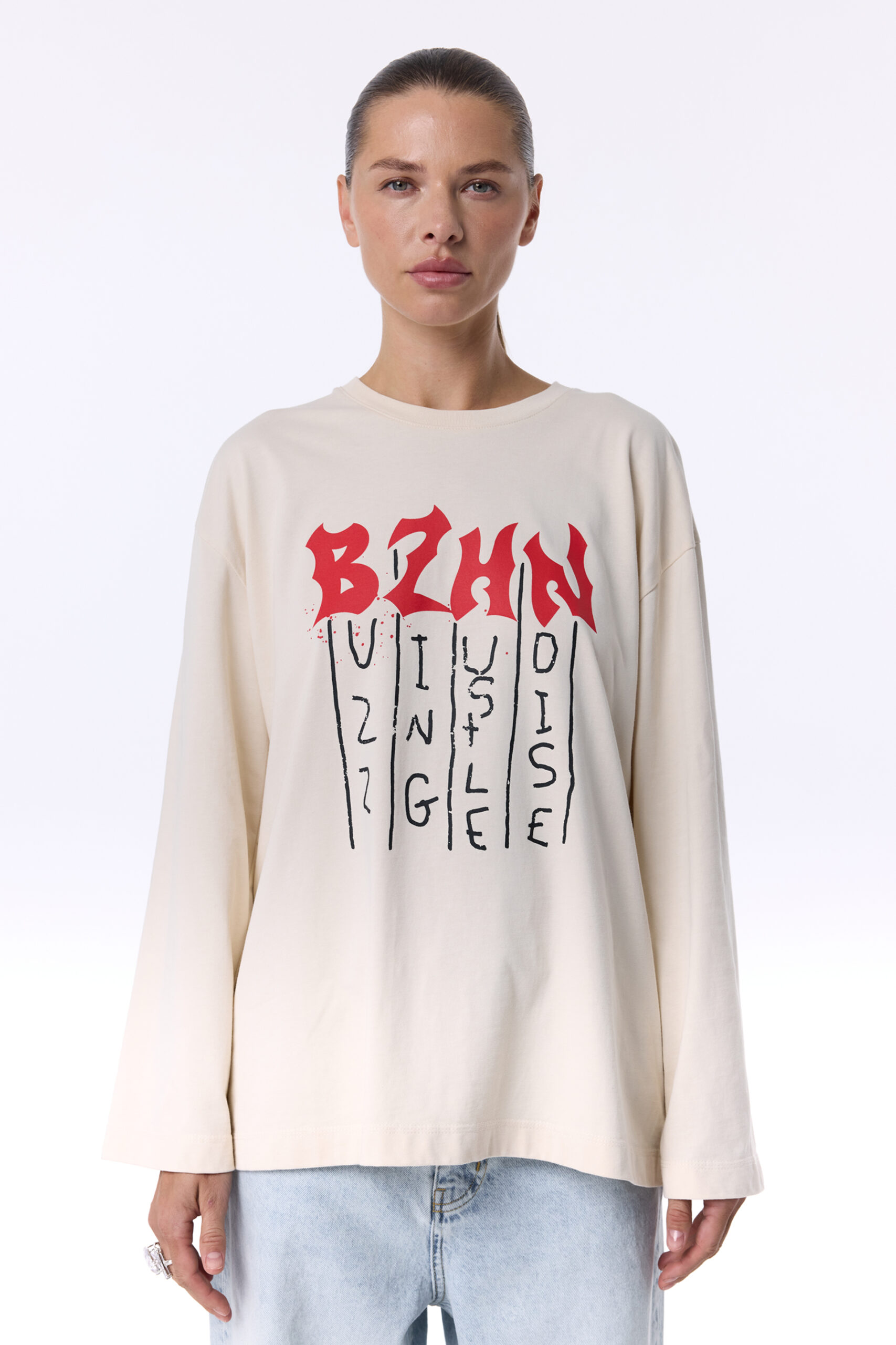 Лонгслів Bazhane Burnt longsleeve з принтом вершковий