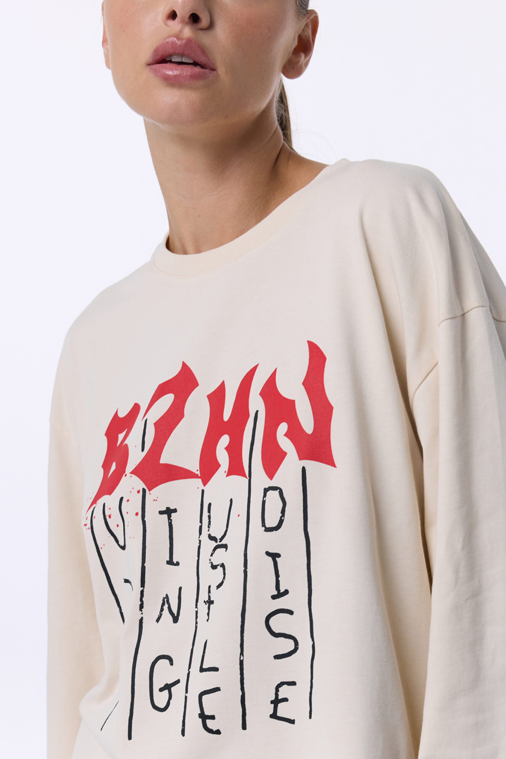 Лонгслів Bazhane Burnt longsleeve з принтом вершковий - Зображення 4