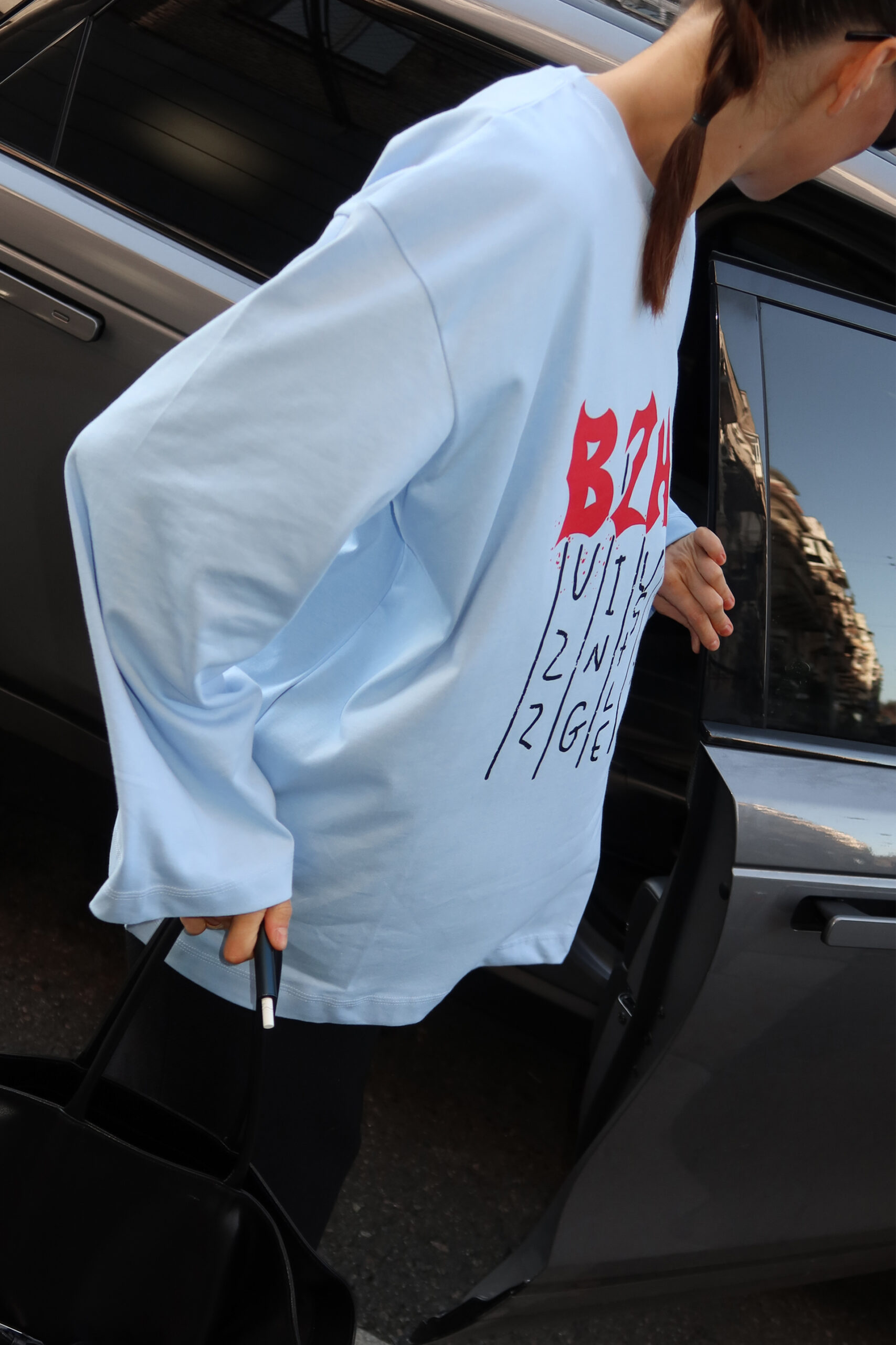 Лонгслів Bazhane Burnt longsleeve з принтом блакитний - Зображення 2