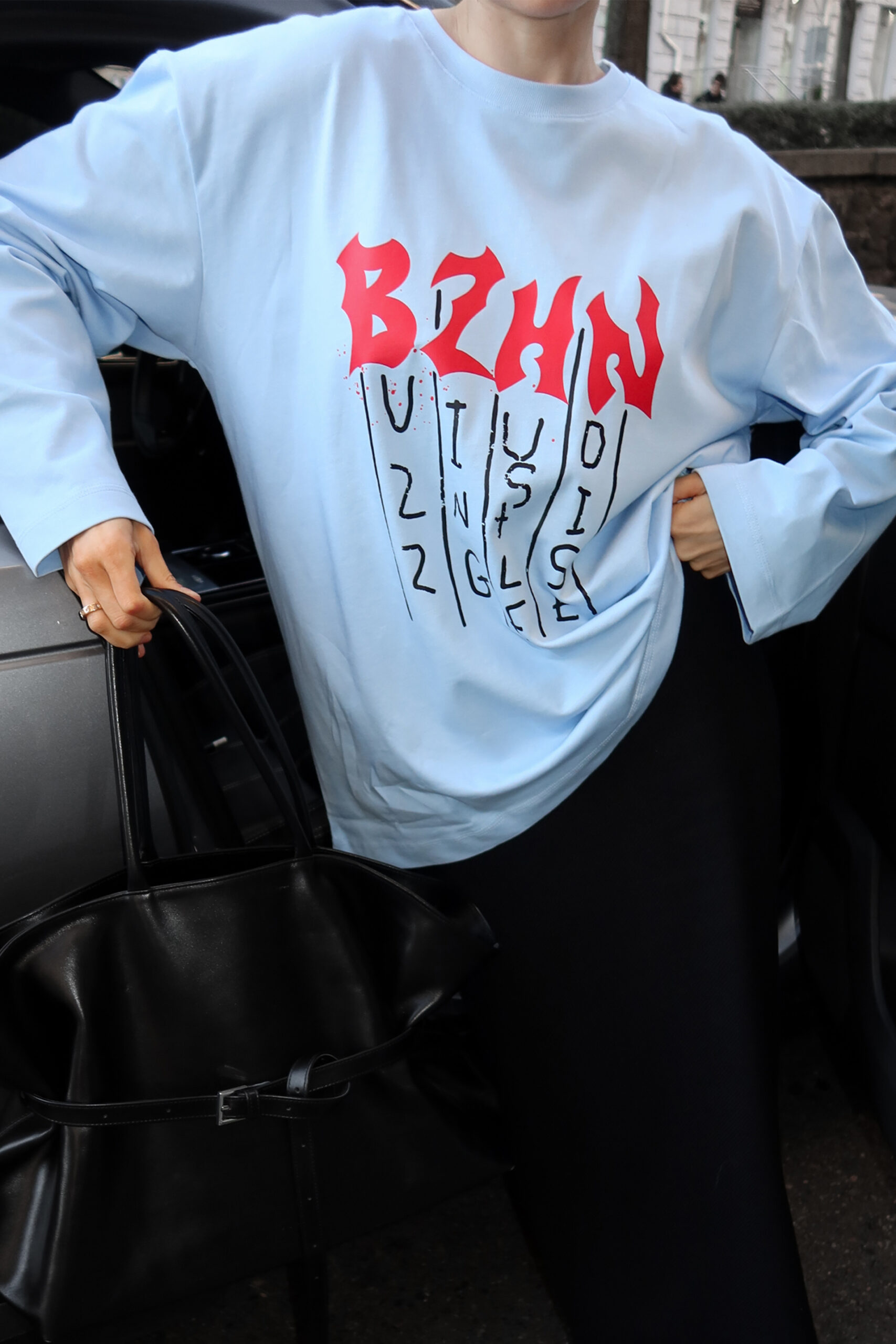 Лонгслів Bazhane Burnt longsleeve з принтом блакитний - Зображення 3