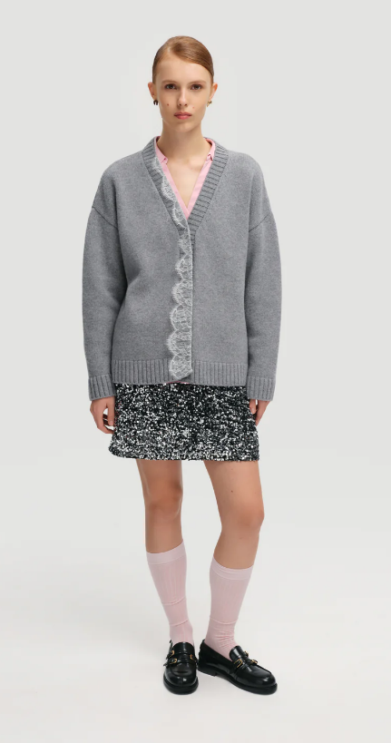 Кардиган Gunia з мереживом сірий