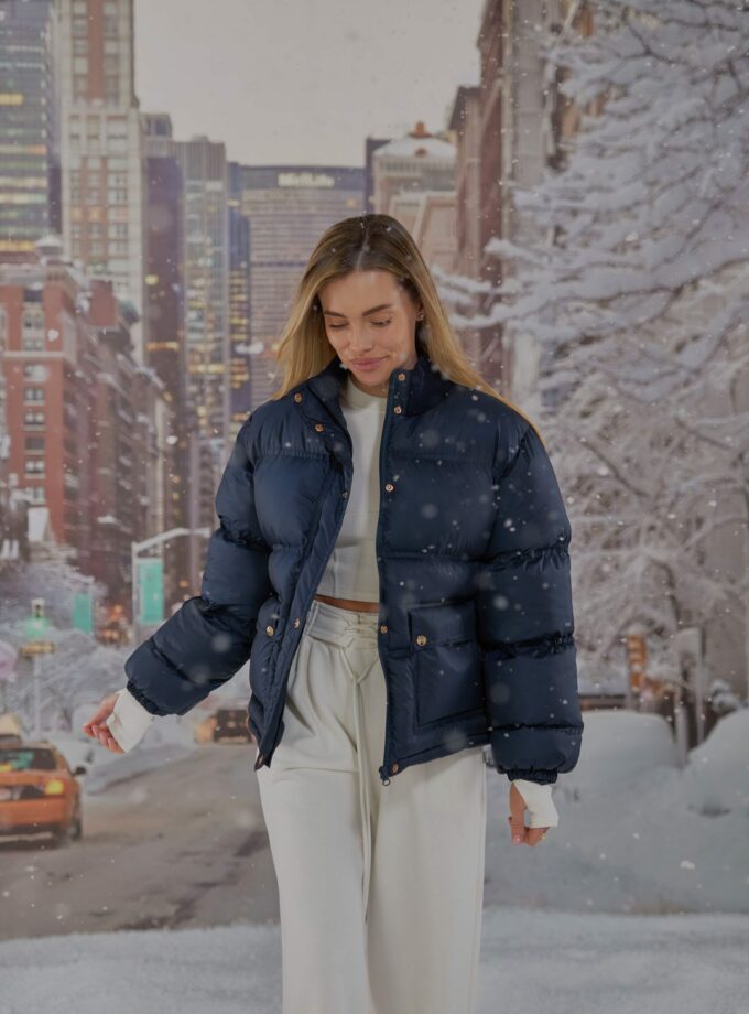 Пуховик Marymax на кнопках темно-синій