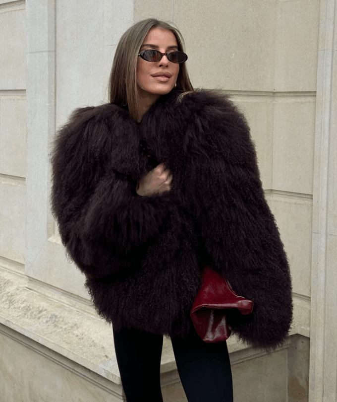 Шуба LUKAVA з лами коричнева