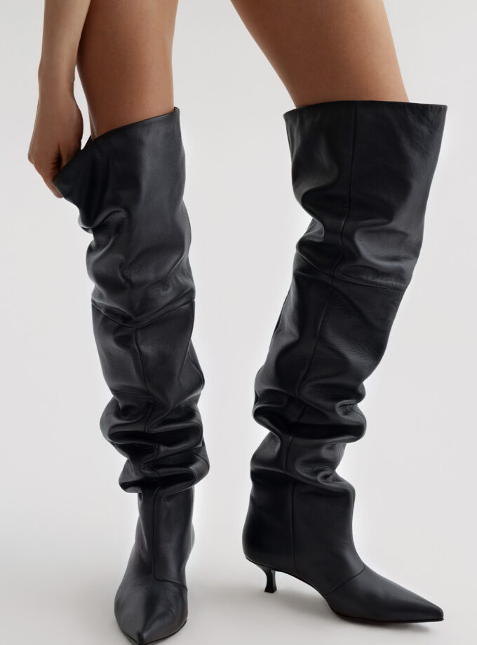 Ботфорти Kachorovska ALIA  чорні шкіряні