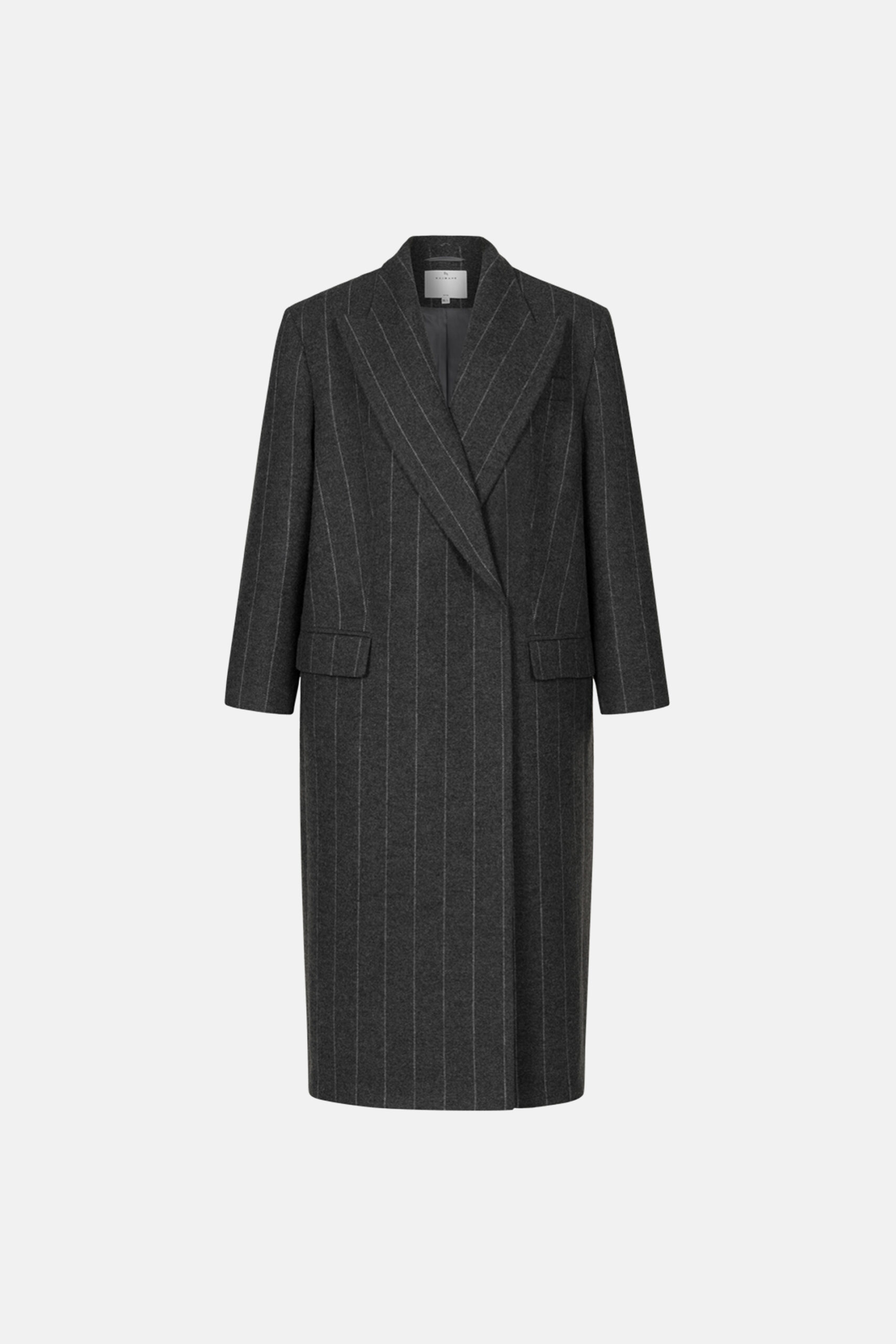 Пальто Bazhane оверсайз прямого крою з акцентним плечем сірий у смужку - Зображення 3