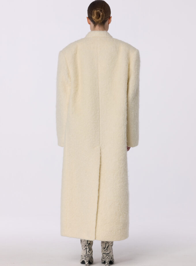 Пальто Bazhane зимове оверсайз прямого крою Альпака довге молочний