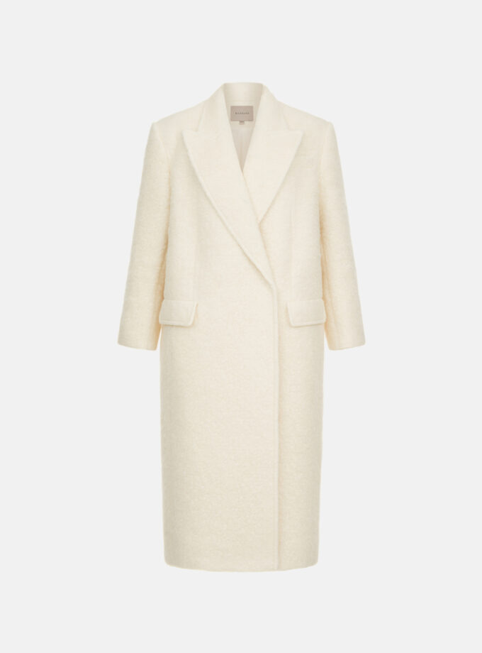 Пальто Bazhane зимове оверсайз прямого крою Альпака довге молочний