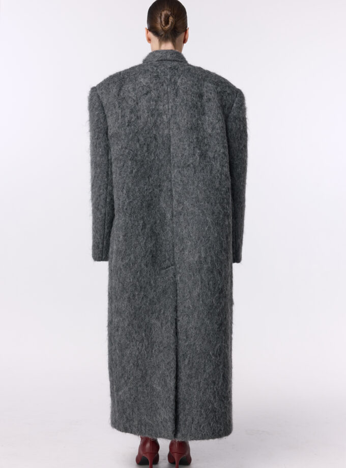 Пальто Bazhane зимове оверсайз прямого крою Альпака довге графіт