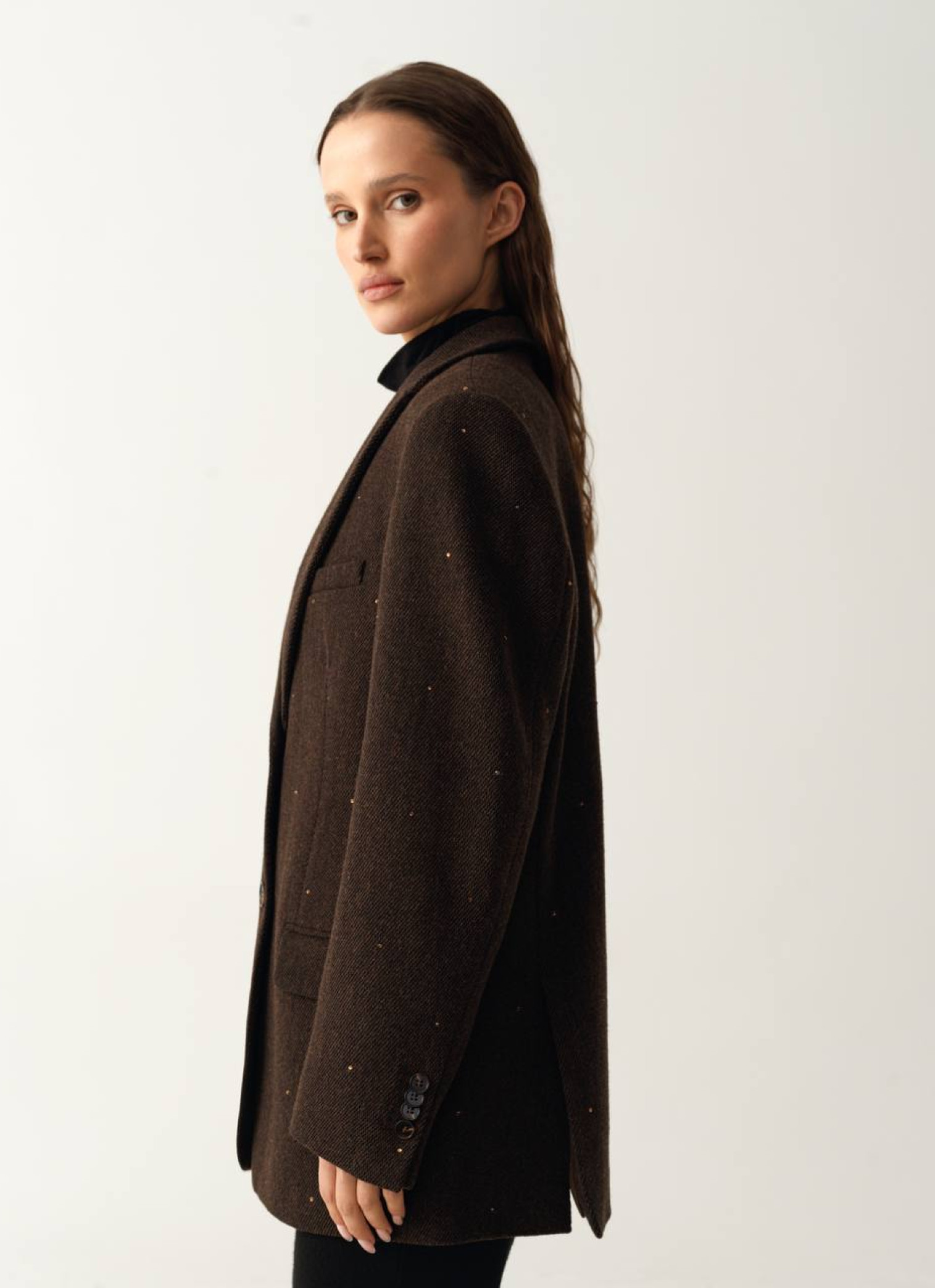 Жакет Sabotage з цупкої вовни коричневий - Зображення 3