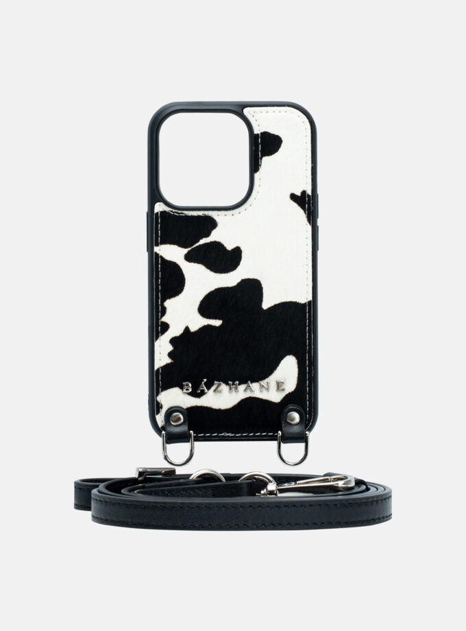 Чохол Bazhane на айфон принт корова чорно-білий 16Pro