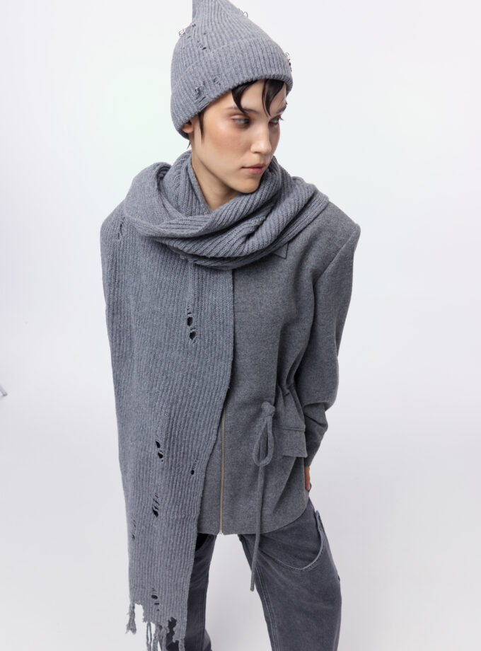 Шапка Bazhane Kurt Beanie з пірсингом сірий