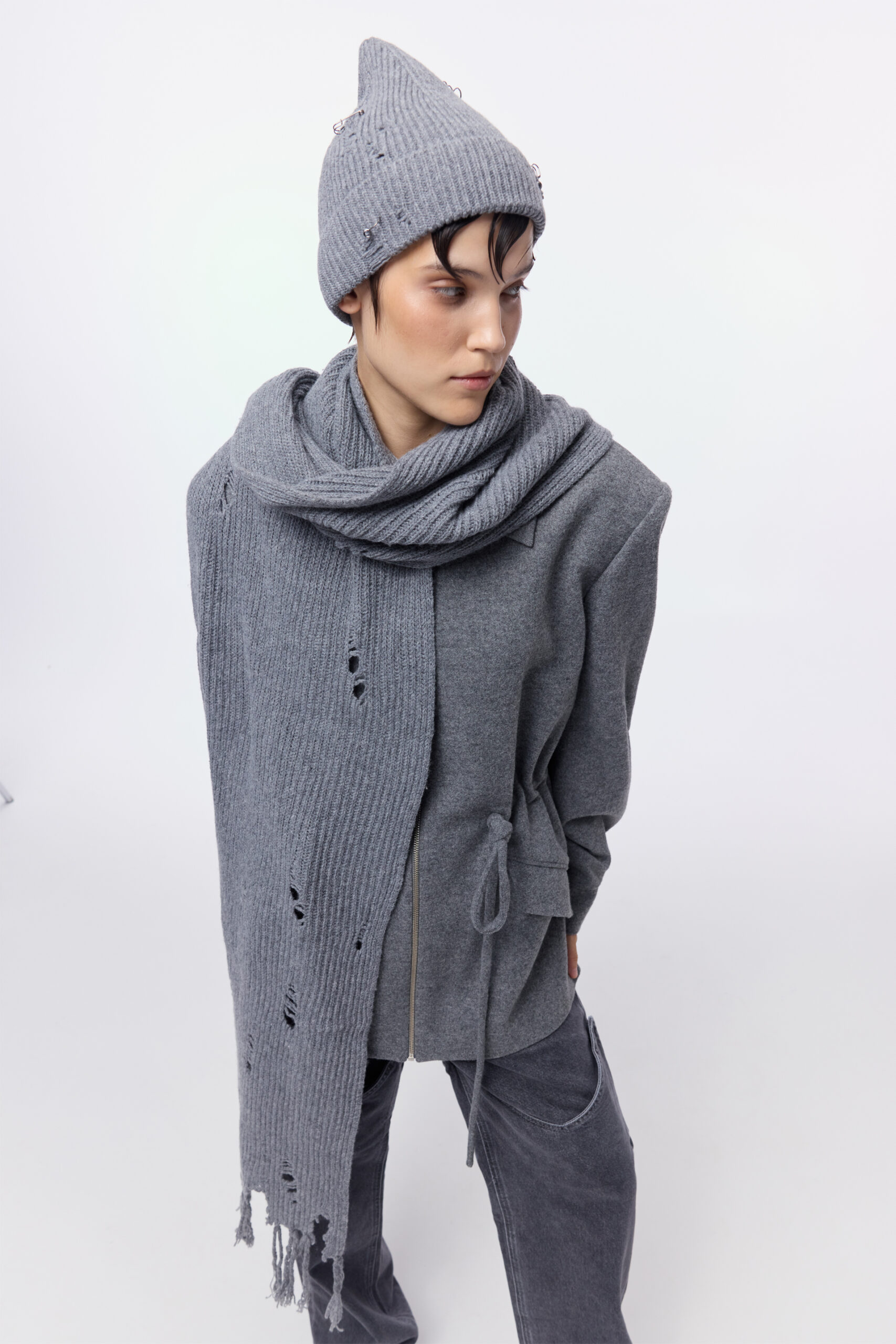 Шапка Bazhane Kurt Beanie з пірсингом сірий - Зображення 2