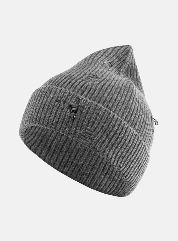 Шапка Bazhane Kurt Beanie з пірсингом сірий