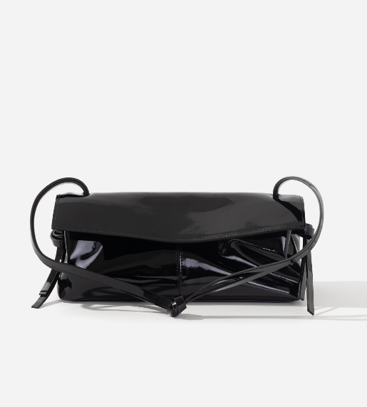 Сумка Kachorovska Rebecca Baguette 29 шкіра чорна лак срібло