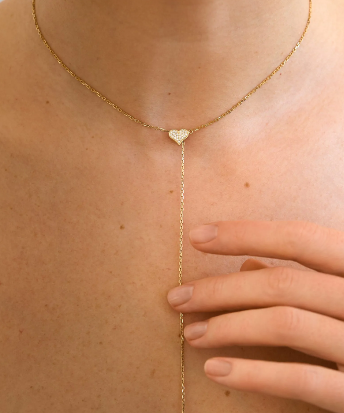 Кольє-трансформер серденько з діамантами жовте золото VDC 22-D