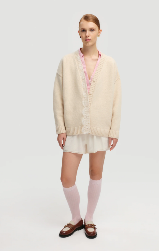 Кардиган Gunia з мереживом молочний