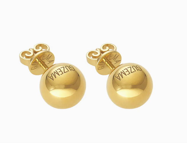 Сережки кульки 10мм жовте золото застібки CC 22