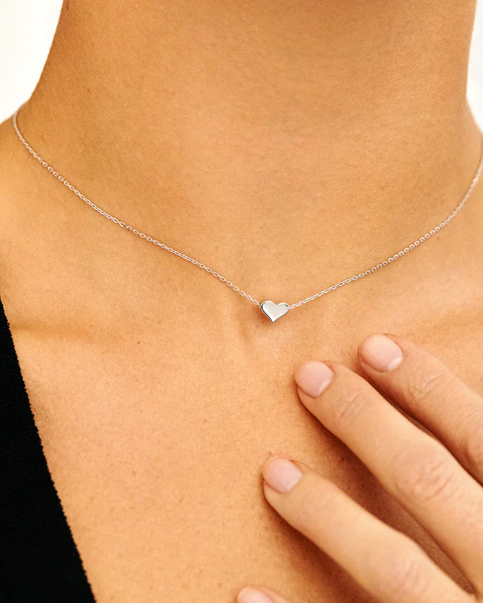 Кольє на застібці серденько біле золото VDC 29