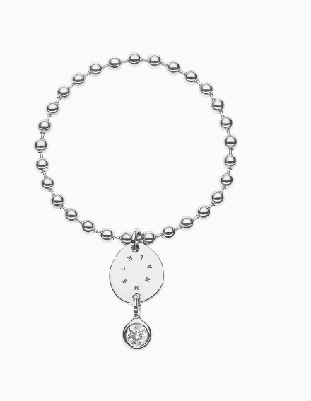 Каблучка Eternal ланцюг-кульки з діамантом на клюшці біле золото (16,5) EC 11-D