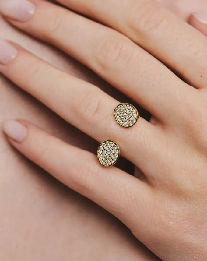 Каблучка 2 клюшки з діамантами жовте золото (17,5) CC 28-D