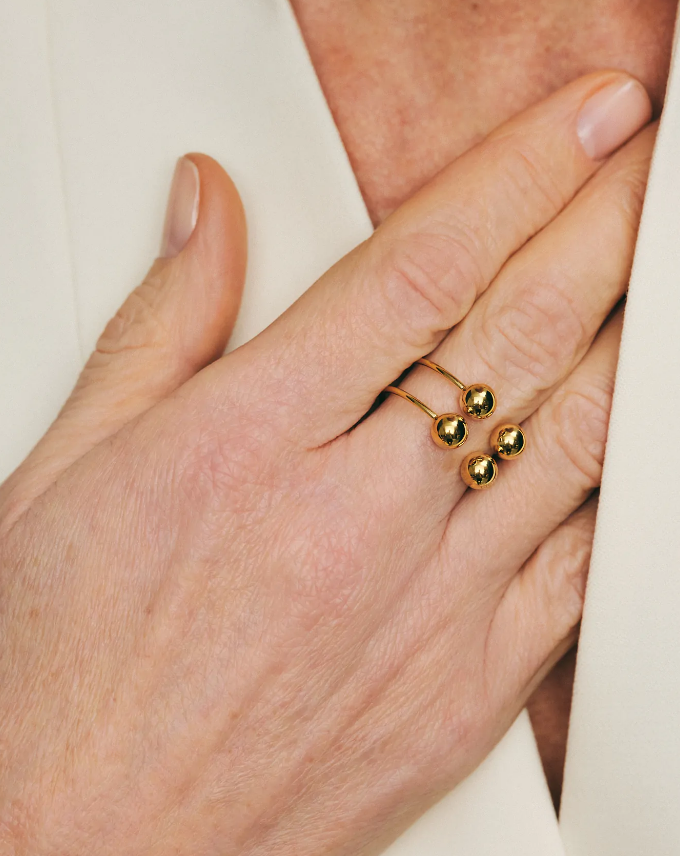 Каблучка 4 кульки 6мм, жовте золото (16,5) CC 12