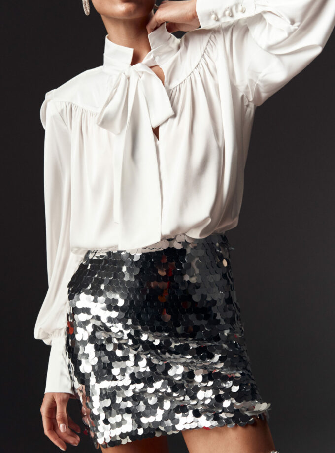 Блуза Colette шовкова з плечима white