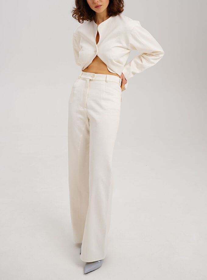 Брюки XM by Malinovska молочні силуетні бавовняні з відстрочками