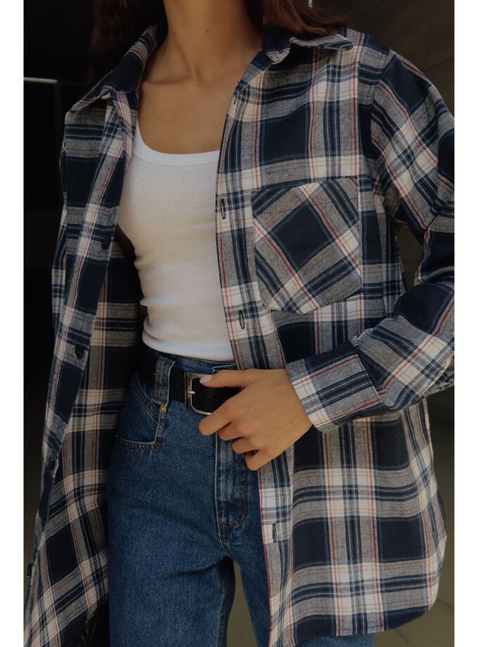 Сорочка Aisenberg denim в клітинку темно-синя