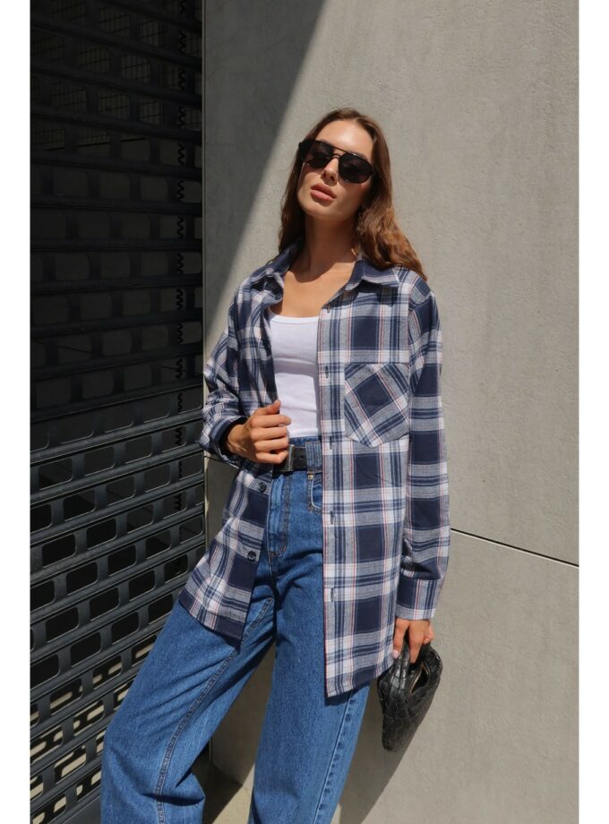 Сорочка Aisenberg denim в клітинку темно-синя