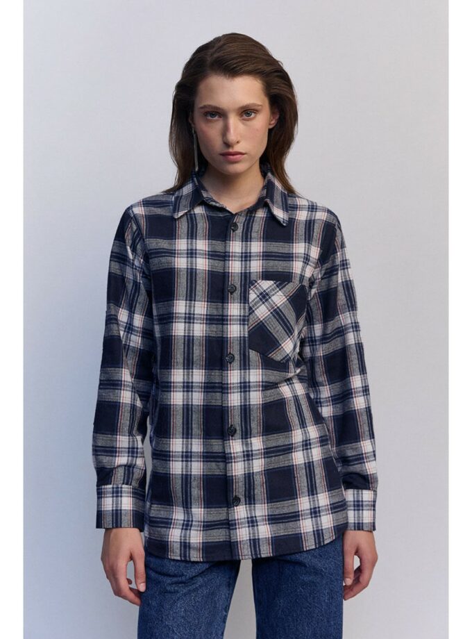 Сорочка Aisenberg denim в клітинку темно-синя