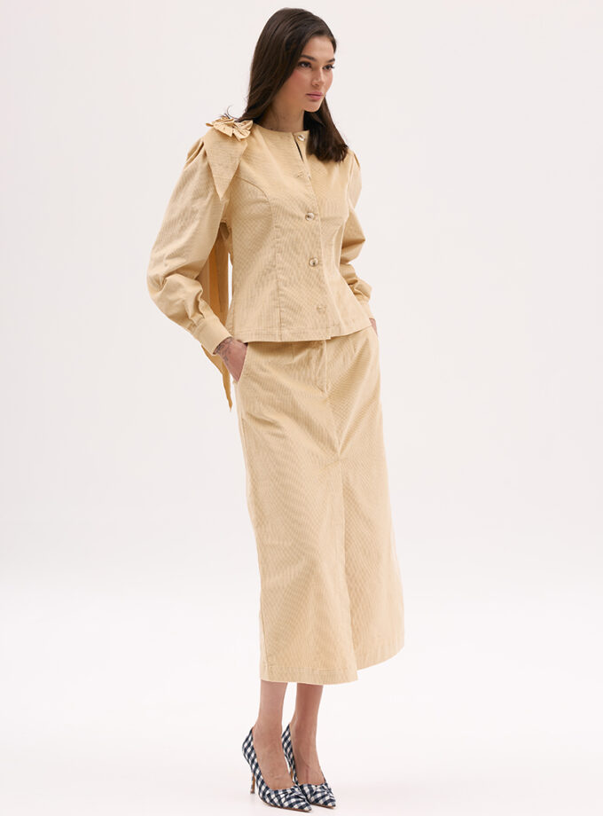 Спідниця XM by Malinovska вельветова міді в пісочному кольорі