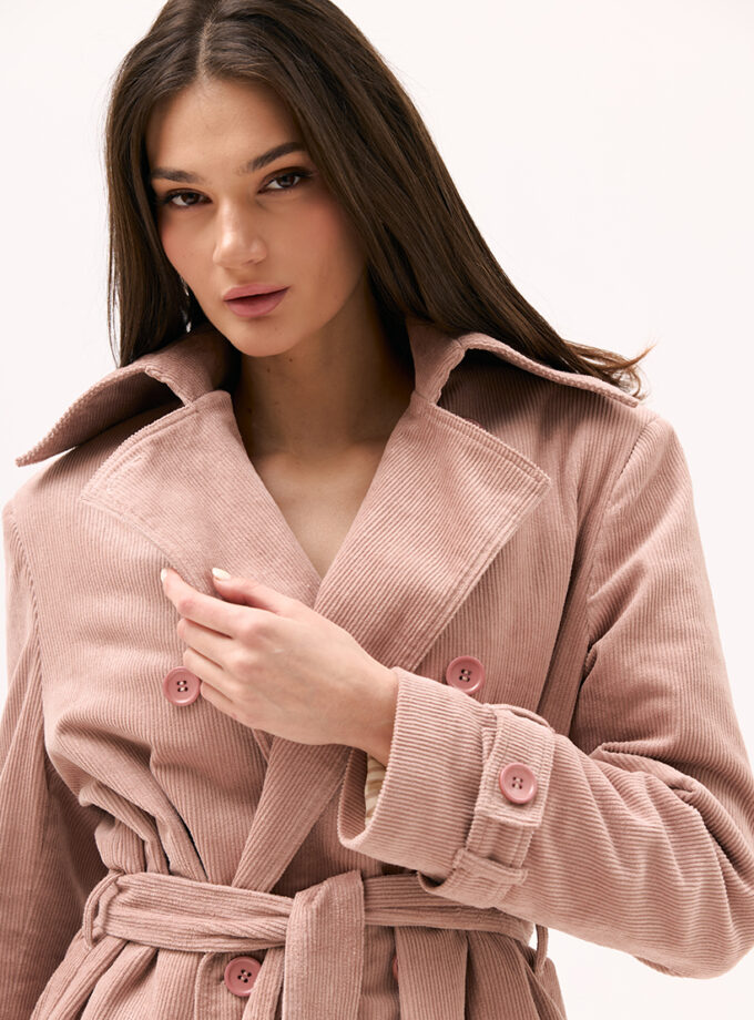 Пальто XM by Malinovska рожеве з вельвету