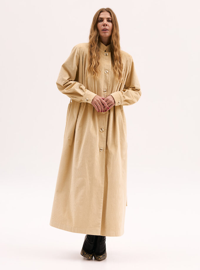 Тренч XM by Malinovska з вельвету в пісочному кольорі