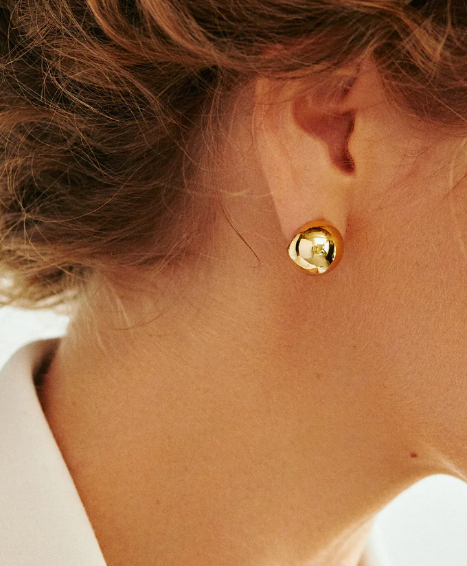 Сережки-кулі діам. 1.4 см, жовте золото