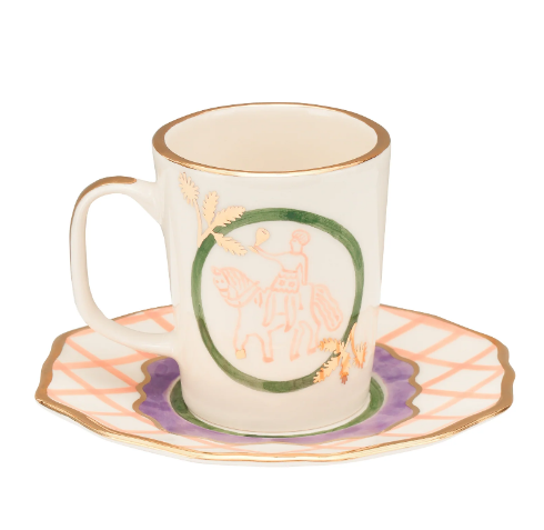 Набір Gunia з чашки та білого блюдця Вершник