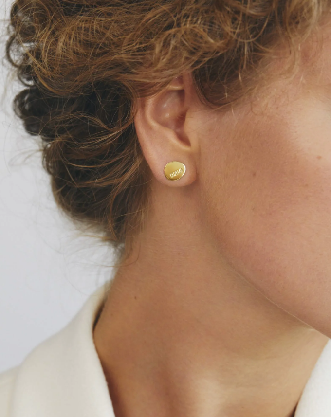 Сережки клюшки 10мм жовте золото закрутки CC 30