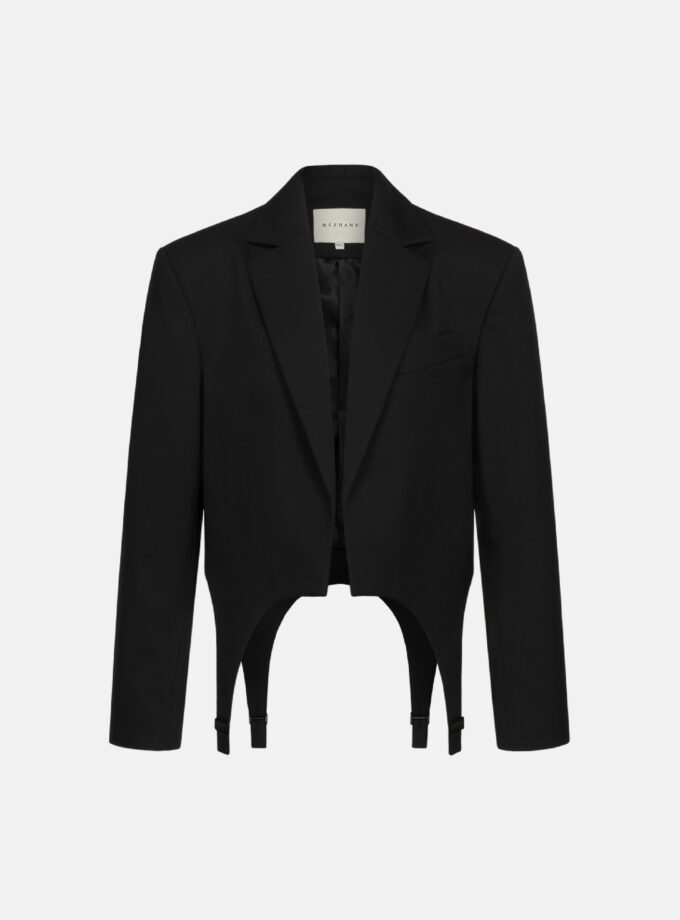 Жакет Bazhane кроп з гартерами чорний