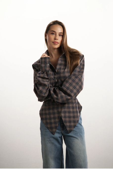 Сорочка MOHD клітинка  коричнева