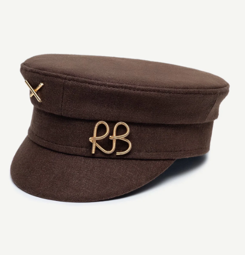 Капелюх RB Linen Baker Boy Cap with Gold-Tone Logo-plaque коричнева