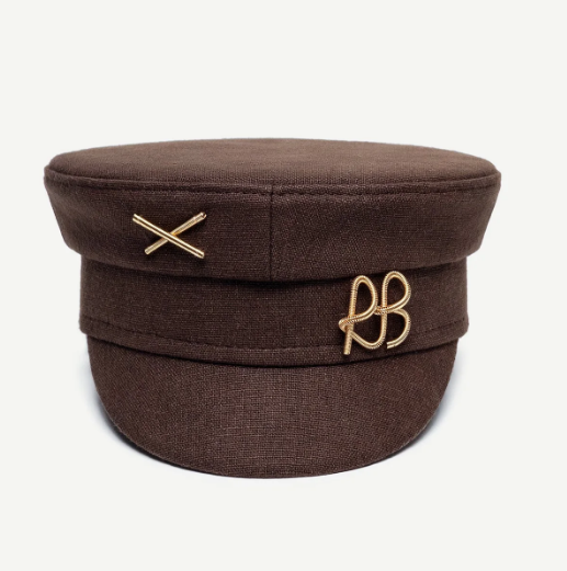 Капелюх RB Linen Baker Boy Cap with Gold-Tone Logo-plaque коричнева