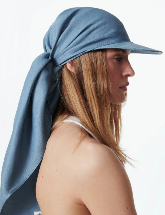 Капелюх RB Logo-patch Linen-Blend Scarf Visor блакитний