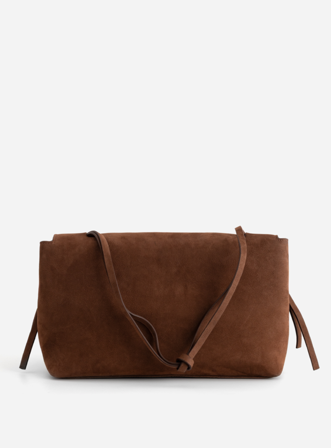 Сумка Kachorovska Rebecca 35 нубук темний шоколад срібло