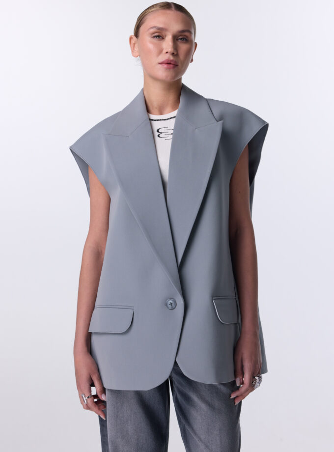 Жилет Bazhane оверсайз світло-сірий