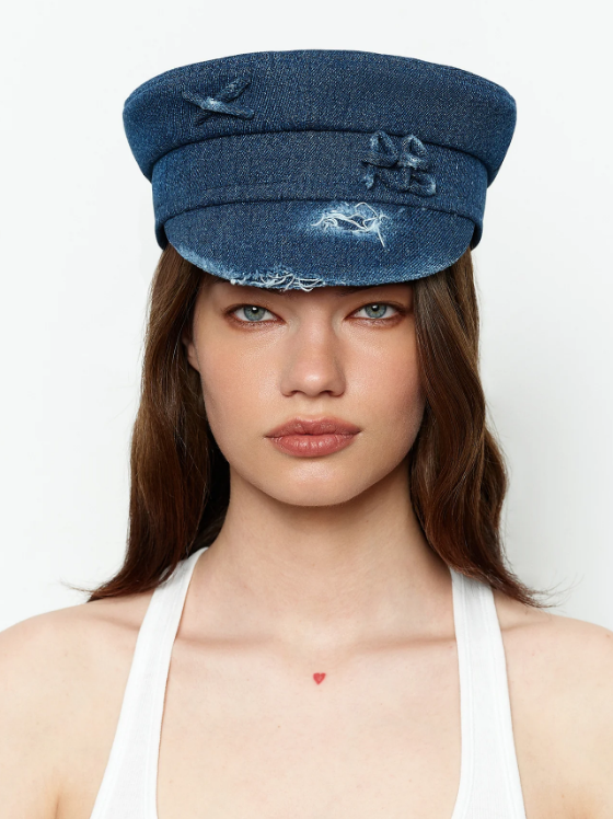 Капелюх RB Distressed Denim Baker Boy Cap синя джинс потертості