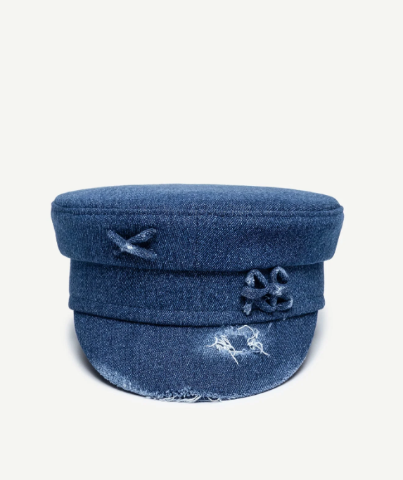 Капелюх RB Distressed Denim Baker Boy Cap синя джинс потертості - Зображення 2