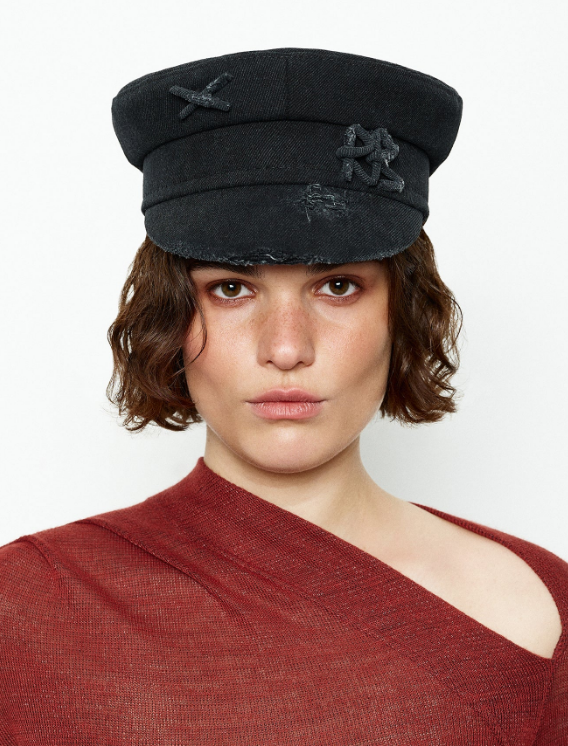 Капелюх RB Distressed Denim Baker Boy Cap чорна потертості